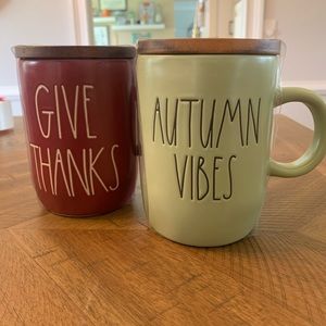 Rae Dunn fall mugs w/coaster